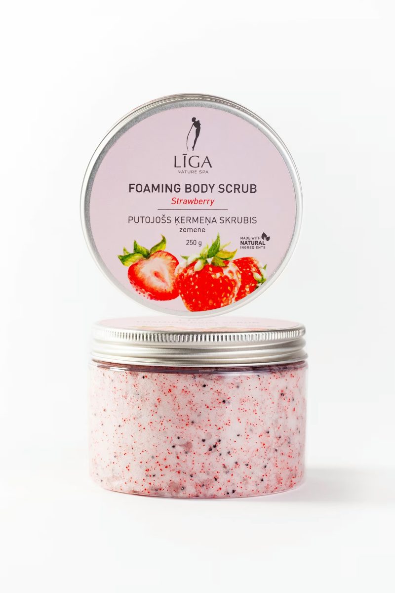 Līga nature spa, putotu zemeņu ķermeņa skrubis
