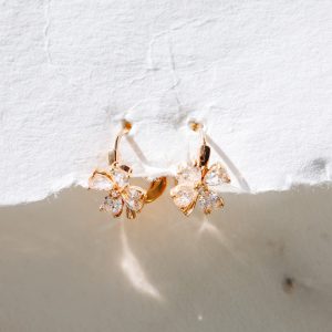 cirkona puķīšu auskari, bērnu auskari ar puķīti