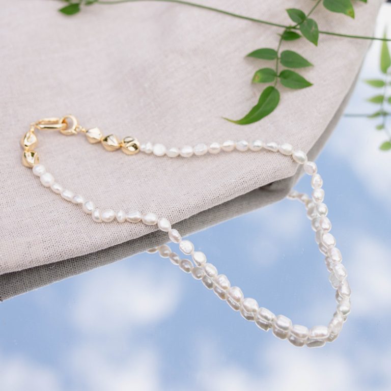 ADDORES Gold-plated chain, chain, pearl necklace, pearls